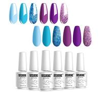Vishine Gel Nail Polish Set of 6 Blue Purple Glitter Series Nail Polish Kit Soak Off UV Gel Nail Lacquer Nail Art Manicure Starter Set