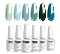 Vishine Gel Nail Polish Teal Blue Olive Green Soak Off Gift Set UV LED Art Varnish Colors UV Light LED Lamp Base Top Coat Needed Starter DIY Nails Art Home Salon Manicure Kits