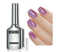 Vishine Ice Glass Cat Eye Gel Polish Holographic Glitter Shimmer Translucent Sheer Color with Magnet Salon Soak Off Nail Art (Lavender Haze #408)