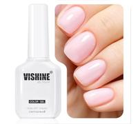 Vishine Jelly Nude Gel Nail Polish, 16ml Sheer Translucent Soft Blush Pink Soak Off Gel Polish, UV LED Light Cure for Nail Art DIY at Home, Strawberry Matcha E068
