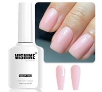 Vishine Sheer Light Pink Gel Nail Polish, 16ml Jelly Milky White Peach Translucent UV Light Cure Gel Polish for Nail Art DIY Manicure and Pedicure at Home Color E023