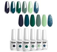Vishine UV Nail Polish Green Glitter 6 Colours Green Gel Nail Polish Kit Green Gel Nail Polish Set Olive Green Avocado Dark Green Soak Off LED Gel Nails Gel Nail Polish 8 ml