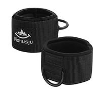 Vishusju Ankle Wrist Cuffs Neoprene Padded Straps D-Ring Glute Kickback for Cable Machines Legs Exercise Adjustable Fitness (D Ring Black)