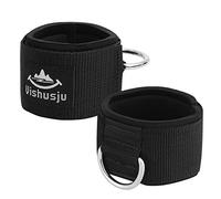 Vishusju Ankle Wrist Cuffs Neoprene Padded Straps D-Ring Glute Kickback for Cable Machines Legs Exercise Adjustable Fitness (D Ring Silver)