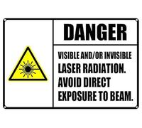 Visible and Or Invisible Laser Radiation Signs Avoid Direct Exposure to Beam Aluminum Tin Sign Wall Decor Gift 12X8 Inch
