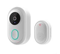 Visible Doorbell, Smart WiFi Video Doorbell 1080P Camera With Vision Two-Way Audio IP65 Waterproof Wireless Security Bell Intercom System, White Black(White)