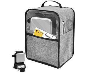 Visible Dust Cover Waffle Maker Cover Guard Compatible with Ninja BW1001 21 x 18.5 x 31 cm Protective Covers with Top Handle and Pockets Kitchen Accessories Protector for Waffle Iron, Tongs