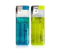 Visible Gas Tank Window Lighters, Extra Large Butane Lighting Lighters, 2 Pcs Soft Flame Windproof Refillable Butane Adjustable Flame Lighter (Color : Blue Yellow)