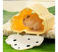 Visible Hamster Hideout Hide House - Magnet Peek Small Pet Hamster Castle for Syrian Hamster Dwarf Gerbil Mouse Mice Rat Habitat Cheese Shape (Cheese Yellow, S)