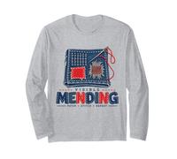 Visible Mending Patch Stitch Repeat Textile Craft Stitching Long Sleeve T-Shirt