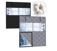 Visible Thermal Window Insulation Kit for Winter, 16" 24" 43" 51" Winterizing Insulated Window Cover Waterproof Oxford Cloth Cotton Layer Insulated Curtain Blanket for Home(Black,80x90cm)