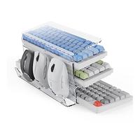 Visiblurry Acrylic Keyboard Mouse Storage Rack, 3-Tier Keyboard Display Stand, Acrylic Frame Holder Stand, Game Keyboard Plate Holder Keyboard Mouse Desktop Organizer