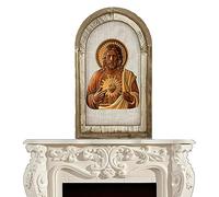 Visiblurry Jesus Sacre Heart Picture,Wooden Framed Sacre Heart of Jesus Wall Art Decor - Jesus Entrance Mural Tabletop Ornament, Sacred Poster Pictures Painting Frame for Faith Living Room Bedroom