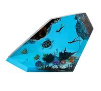 VISIOLEX Diver Diving Resin Wooden Lamp, Ocean Lamp, Epoxy Resin Bedside Lamp, Ocean Themed Perspective Painting, Men's Office Decor, Bedroom Decor, Ocean Star Resin Night Lamp (8 * 5in)