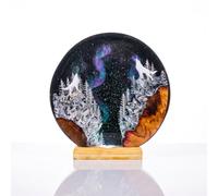 VISIOLEX Handcrafted Epoxy Resin Wood Night Light | Multicolor USB LED Table Lamp | 3D Forest & Mountain Art Resin Lamp | Unique Home Decor Gift for Bedroom & Desk (5.1 * 4.7in)