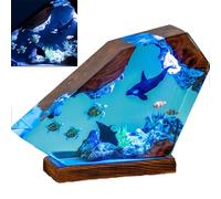 VISIOLEX Ocean Themed Diorama, Ocean lamp, epoxy Resin Bedside lamp, Resin Ocean lamp, Diver Night Light, Men's Office Decoration, Bedroom Decoration (8 * 5in)