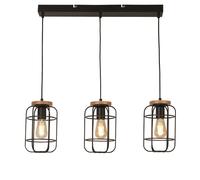 vision 3 light cage style bar pendant light in matt black
