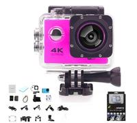 Vision 4k Action Camera, Vision 4k, Outdoor Waterproof Sports Cameras, Ultra Wide Angle Wifi Camcorder, Record Every Moment Of Life (Pink,No memory)