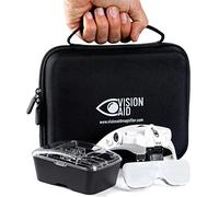 Vision Aid Magnifying Glasses with LED Light, 5 Lenses, Headband, Protective Storage Case | Hands Free Lighted Head Magnifier for Hobby Crafts Macular Degeneration Diamond Painting Close Work