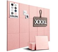 Vision Board - Cork Board for Walls, 59" x 36" | 15 Pack | Cork Board Tiles, Felt Bulletin Board, Large Corkboard, Cork Panel for Office, Felt wall Panels, Cork Panels, Corkboard Roll (Pink)