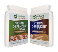 Vision Defender A.M.D. Plus & BP Eye Care Bundle - AREDS2 Lutein Zeaxanthin Bilberry Pine Bark - Meso-Zeaxanthin Copper Zinc - Eye Vitamins Supplements for Vision Support - 120 Capsules - UK Made