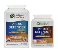 Vision Defender BP and Vision Defender Omega Eye Care Bundle - Bilberry Pine Bark Extract Omega-3 Fish Oil - (EPA-DHA) Vitamin E - Supplements for Dry Eyes Comfort & Support - 120 Capsules - UK Made