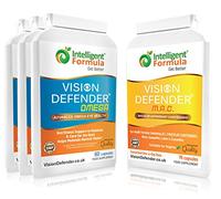 Vision Defender Eye Vitamins Supplement: Everyday General Eye-Health Bundle Containing 2 Products: MAC & Omega (90 Days Supply). Includes Carotenoids Lutein, Zeaxanthin, Omega-3 (DHA, EPA). Made in UK