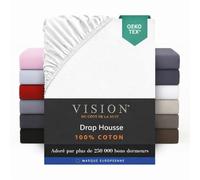 VISION - Fitted Sheet 140 x 190 cm - Colour: White - 100% Cotton: 57 Thread Count - 4 Elasticated Corners