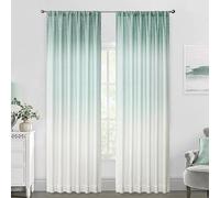 Vision Home Aqua Blue Ombre Window Curtains Linen Texture Gradient Light Filtering Semi Sheer Curtains 84 inch Length for Living Room Bedroom Rod Pocket,Cream White to Aqua,50" Wx84 L Each,2 Panels