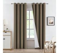 Vision Home Brown Linen Full Blackout Curtains Grommet Total Room Darkening Window Curtains 84 inches Long for Bedroom Living Room Energy Efficient Thermal Insulated Rustic Drapes 2 Panels 58" Wx84 L