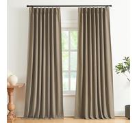 Vision Home Brown Pinch Pleated Full Blackout Curtains Linen Blended Room Darkening Window Curtains 95 inch for Living Room Bedroom Thermal Insulated Pinch Pleat Drapes with Hooks 2 Panel 40" Wx95 L