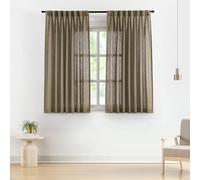 Vision Home Brown Pinch Pleated Semi Sheer Curtains Textured Linen Blended Light Filtering Window Curtains 63 inch for Living Room Bedroom Pinch Pleat Drapes with Hooks 2 Panels 40" Wx63 L