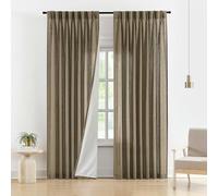 Vision Home Brown Pinch Pleated Semi Sheer Curtains with Lined 102 inch Textured Linen Blended Light Filtering Pleat Drapes for Living Room Bedroom Back Tabs with Hooks 2 Panels 40" Wx102 L