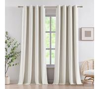 Vision Home Natural Linen Full Blackout Curtains Grommet Linen Total Room Darkening Window Curtains 90 inches Long for Bedroom Living Room Thermal Insulated Farmhouse Rustic Drapes 2 Panels 58"Wx90"L