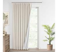 Vision Home Natural Pinch Pleated Full Blackout Curtains Linen Blended Room Darkening Window Curtains 90 inch for Living Room Bedroom Thermal Insulated Pinch Pleat Drapes with Hooks 1 Panel 60"Wx90"L