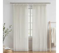 Vision Home Natural Pinch Pleated Semi Sheer Curtains Textured Linen Blended Light Filtering Window Curtains 90 inch for Living Room Bedroom Pinch Pleat Drapes with Hooks 2 Panels 42" Wx90 L