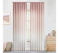 Vision Home Pink Ombre Window Curtains Linen Texture Gradient Light Filtering Semi Sheer Curtains 84 inch Length for Living Room Bedroom Rod Pocket,Cream White to Blush,50" Wx84 L,2 Panels