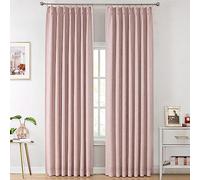 Vision Home Pink Pinch Pleated Full Blackout Curtains Room Darkening Window Panels 90 inch for Girls Bedroom Living Room Thermal Insulated Pinch Pleat Pink Drapes with Hooks Back Tab 40" Wx90 Lx2