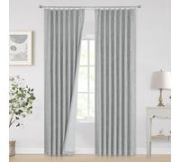 Vision Home Silver Grey Pinch Pleated Full Blackout Curtains Room Darkening Window Curtains 95 inch for Living Room Bedroom Thermal Insulated Pinch Pleat Drapes with Hooks Back Tab 2 Panel 40" Wx95 L