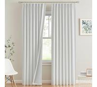 Vision Home White Pinch Pleated Full Blackout Curtains Thermal Insulated Window Curtains 90 inch for Living Room Bedroom Room Darkening Pinch Pleat Drapes with Hooks Back Tab 2 Panel 40" Wx90 L