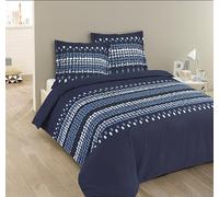 Vision - Jack Bedding Set - 100% Cotton - Blue - Duvet Cover Set 200 x 200 cm with 2 Pillowcases for Double Bed - Natural Fibres - Oekotex
