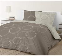 Vision Lenny Taupe Duvet Cover and 2 Matching Pillowcases, Cotton, Beige, 240 x 220 cm