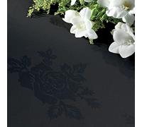 Vision Linens 100% Polyester Circular Tablecloth Table Cover With Rose Design, Black, 224cm