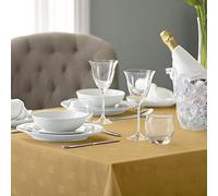 Vision Linens 100% Polyester Coloured Tablecloth, Dining Table Cover for Square & Rectangular Tables, Traditional Ivy Leaf Design, Stain Resistant, Machine Washable, New Gold - 114 x 114cm