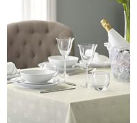 Vision Linens 100% Polyester Coloured Tablecloth, Dining Table Cover for Square & Rectangular Tables, Traditional Ivy Leaf Design, Stain Resistant, Machine Washable, Ivory - 114 x 114cm