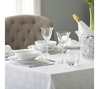 Vision Linens 100% Polyester White Tablecloth, Ivy Leaf Design, 178 x 178cm, Stain Resistant