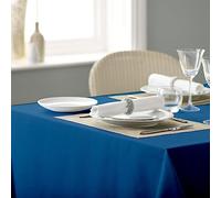 Vision Linens 100% Spun Polyester Plain Design Coloured Tablecloth, Dining Table Cover for Square & Rectangular Tables, Stain Resistant, Machine Washable, Dark Blue - 137 x 228cm