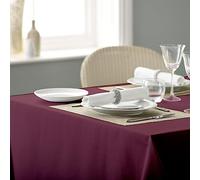 Vision Linens 100% Spun Polyester Plain Design Coloured Tablecloth, Dining Table Cover for Square & Rectangular Tables, Stain Resistant, Machine Washable, Claret - 137 x 228cm