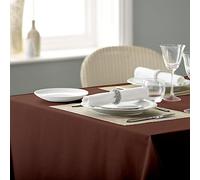 Vision Linens 100% Spun Polyester Plain Design Coloured Tablecloth, Dining Table Cover for Square & Rectangular Tables, Stain Resistant, Machine Washable, Cocoa - 137 x 228cm