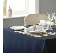 Vision Linens 100% Spun Polyester Plain Design Coloured Tablecloth, Dining Table Cover for Square & Rectangular Tables, Stain Resistant, Machine Washable, Navy Blue - 137 x 228cm